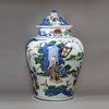 Y875 Pair of Chinese wucai baluster jars and covers