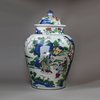 Y875 Pair of Chinese wucai baluster jars and covers