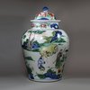 Y875 Pair of Chinese wucai baluster jars and covers