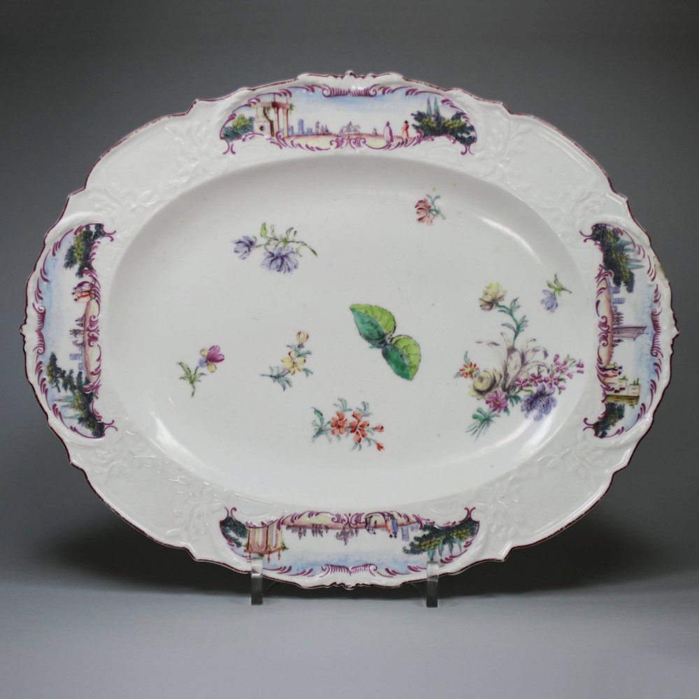 Y887 Chelsea moulded Warren Hastings type oval dish, c. 1755