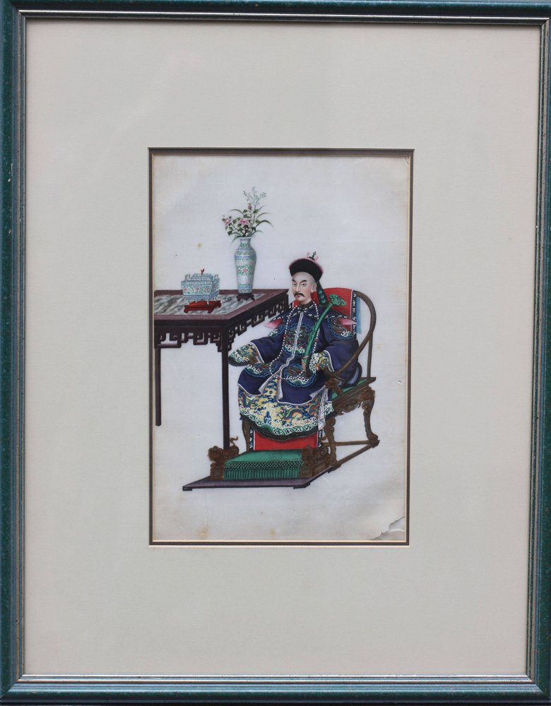 Y889 Framed rice-paper painting, 19th century