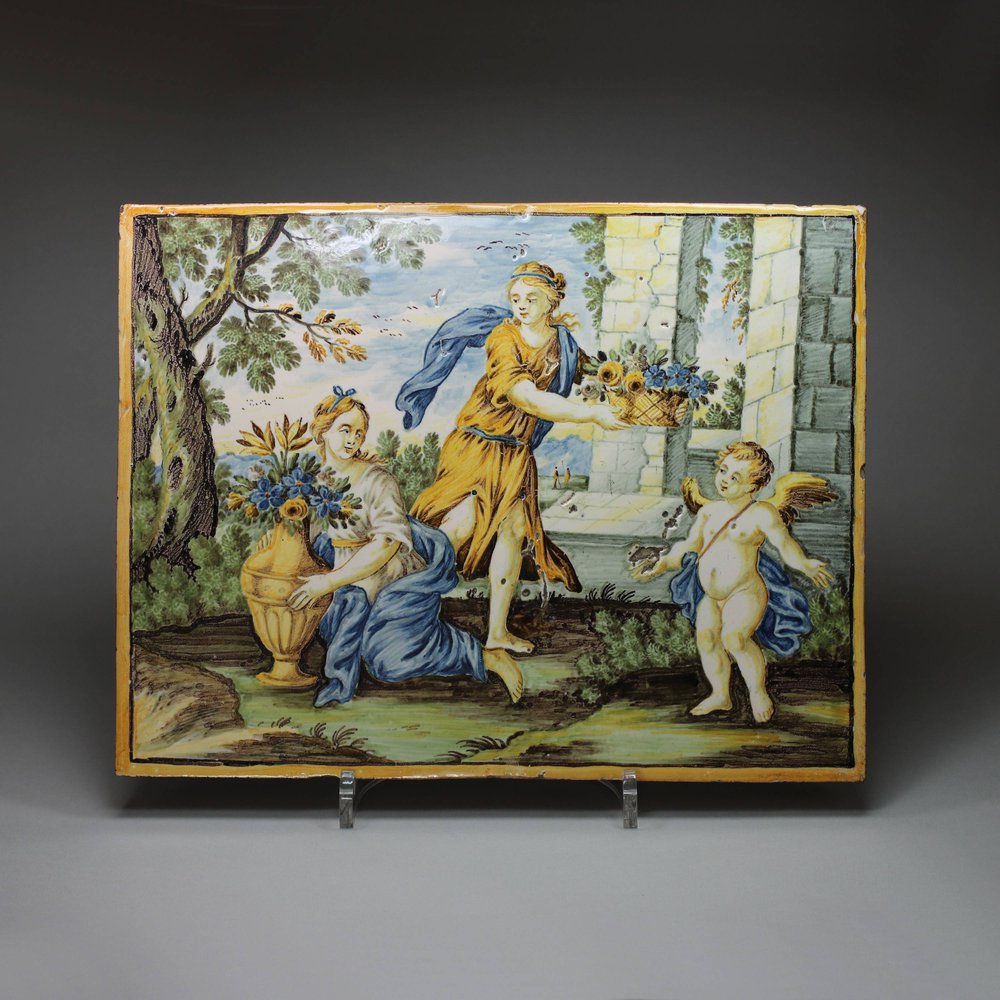 Y899 Italian rectangular Castelli plaque, c. 1700