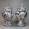 Y89 Pair of Japanese imari baluster vases and covers, circa 1700