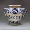 Y932 Small Italian Montelupo maiolica armorial drug pot