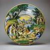 Y934 Italian Urbino maiolica 'istoriatio' dish, mid 16th century