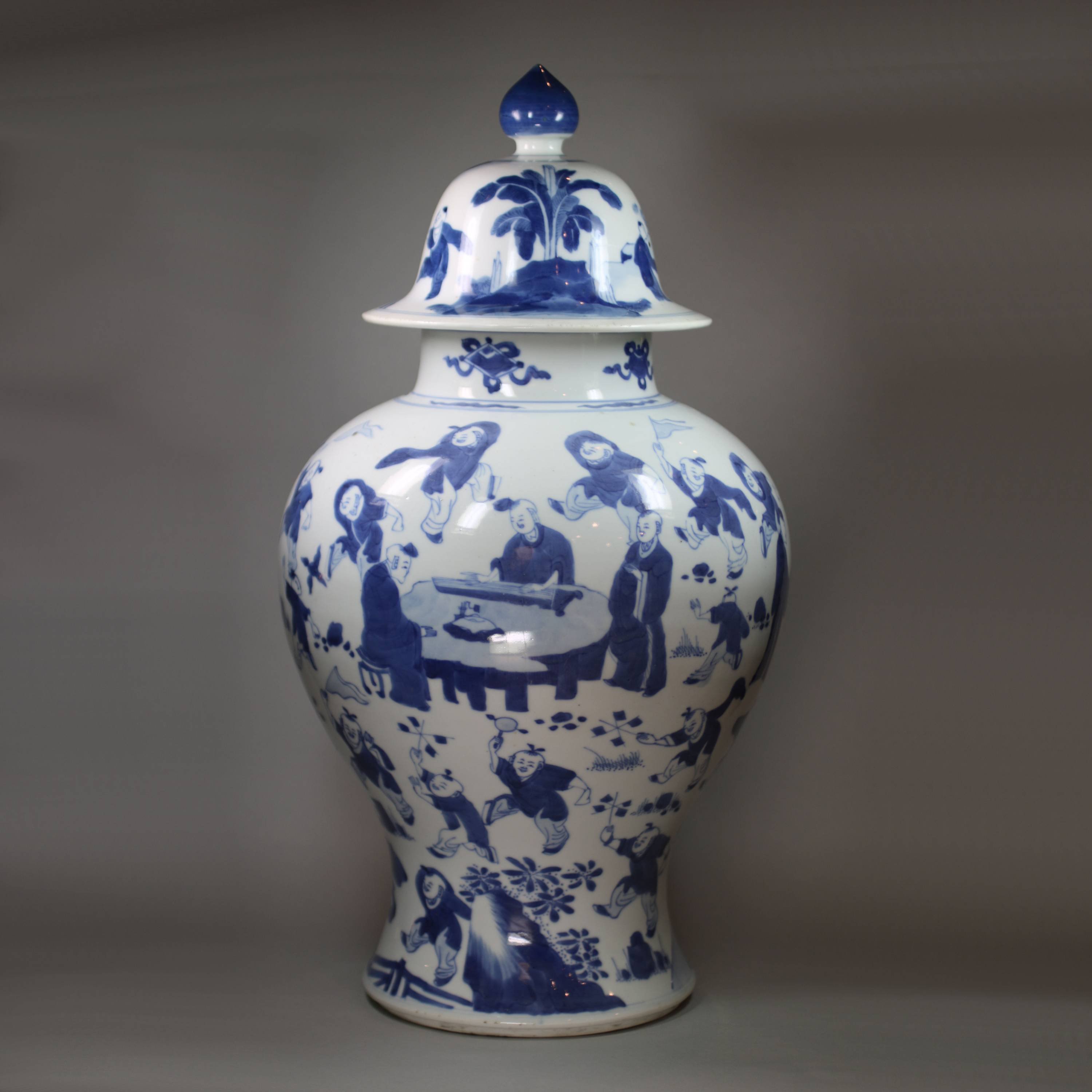 Blue & White Porcelain Ginger Jar - Scholarly Pursuits Blue & White Porcelain Ginger Jar - Scholarly Pursuits