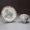 Y992 Grisaille 'European Subject' teabowl and saucer, c. 1750