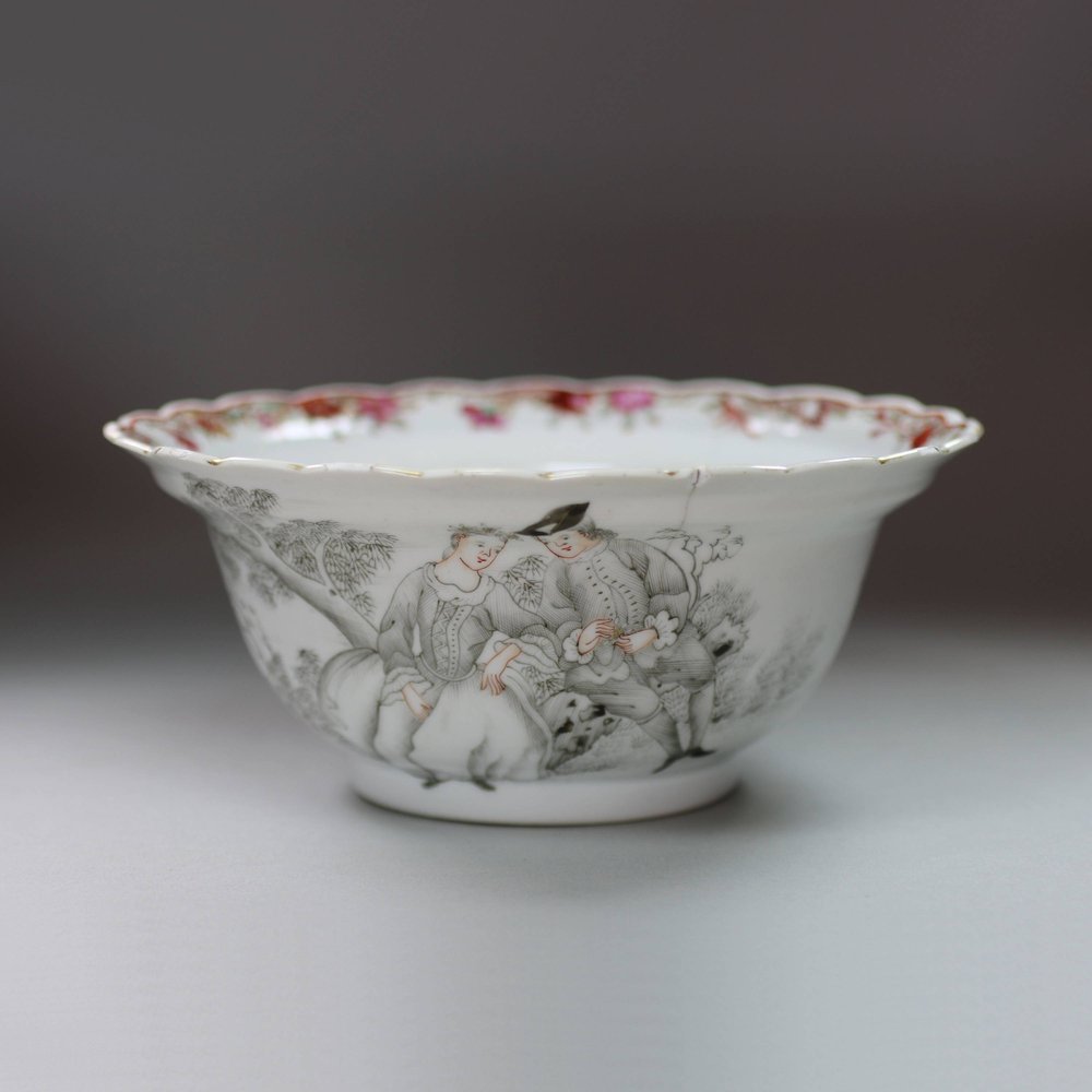 Y993 Grisaille 'European Subject' bowl, c. 1750